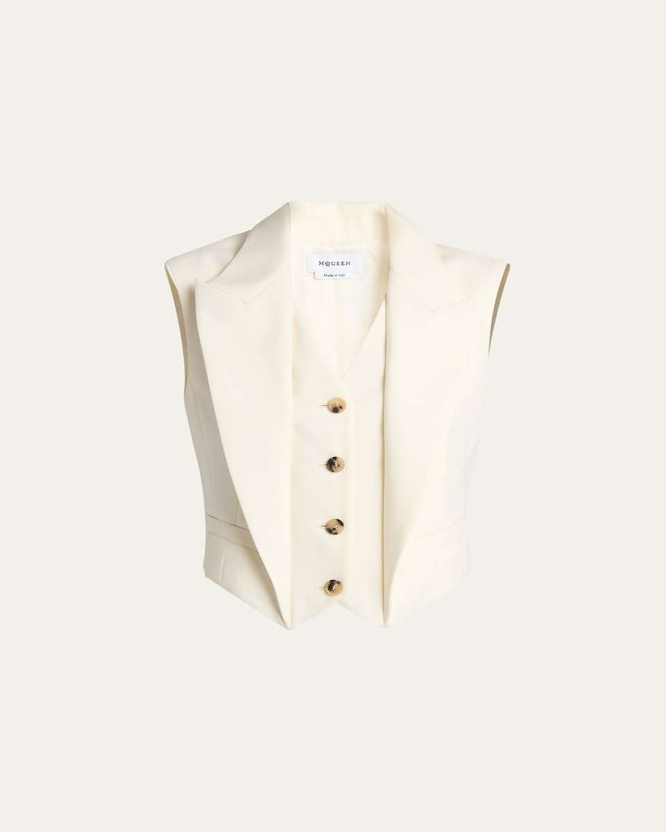 Upturned Lapel Crop Vest